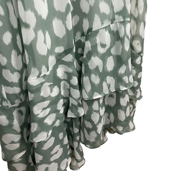 NWT Sam Edelman Sleeveless Ruffle Patterned Midi Dress in Green/White Size 8 - Picture 8 of 14